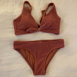 Ribbed Rose / Muave Bikini Top and Bottom